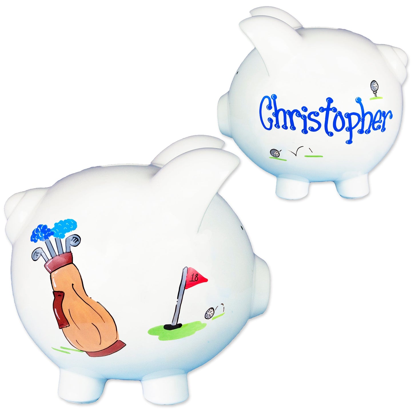Hand Painted Golf Piggy Bank